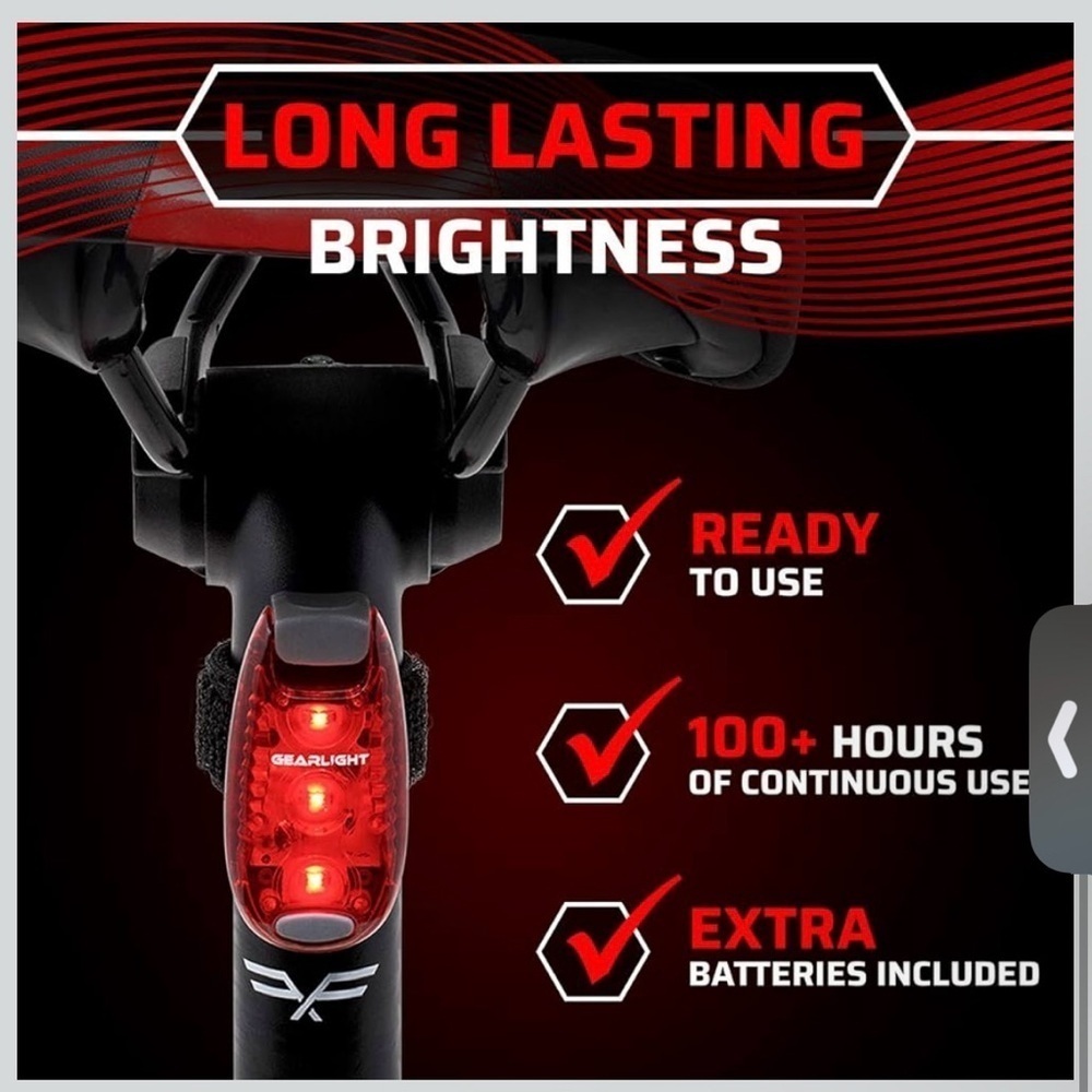 GearLight Rechargeable Bike Light Headlight Tail Front Back Night Riding Safety - Picture 5 of 7